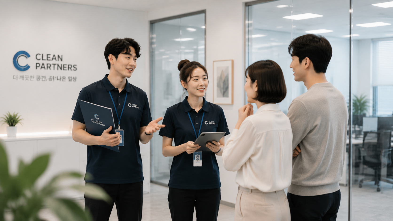 클린파트너스 상담팀과 고객의 견적 상담
